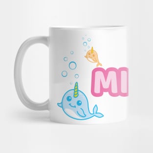 Personalised 'Mia' Narwhal (Sea Unicorn) Design Mug